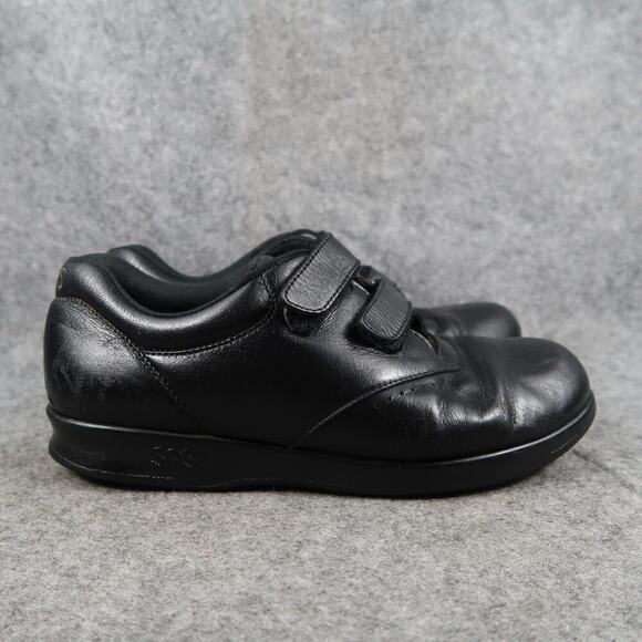SAS Shoes Womens 7 Comfort Sneakers Double Adjustable Strap Black Leather Casual - Picture 1 of 11